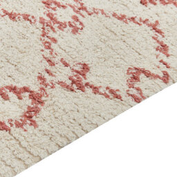 Beliani Cotton Rug 80 X 150 Cm - Beige With Pale Pink Geometric Pattern, Hand-Tufted Flatweave - thumbnail 3