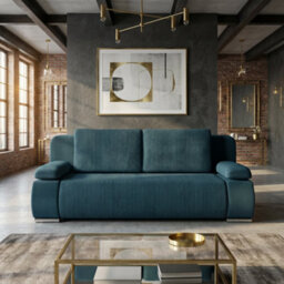 Emma M Corduroy Sofa Bed For Living Room Mdf Frame With Storage Loose Back Cushions 200X92X77 Cm Blue - thumbnail 1