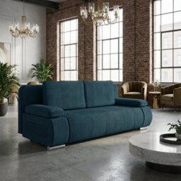 Emma M Corduroy Sofa Bed For Living Room Mdf Frame With Storage Loose Back Cushions 200X92X77 Cm Blue - thumbnail 2