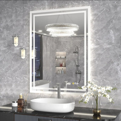 Luvodi 70 X 50Cm Led Bathroom Mirror Changing Lights Color Vanity Makeup Dimmable Antifog - image 1