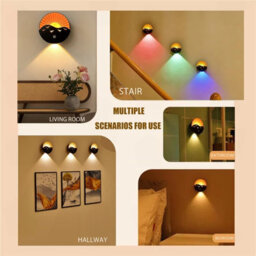 Amorly 2 Pack Round Led Wall Sconce, Usb C Rechargeable Rgb Dimmable Indoor Wall Lamp With Remote Control For Living Room, Kitchen - thumbnail 2