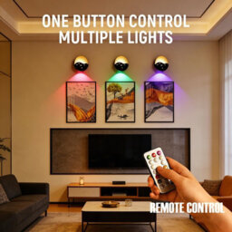 Amorly 2 Pack Round Led Wall Sconce, Usb C Rechargeable Rgb Dimmable Indoor Wall Lamp With Remote Control For Living Room, Kitchen - thumbnail 6