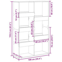 Berkfield Bookcase Concrete Grey 100X33X155.5 Cm Engineered Wood - thumbnail 9