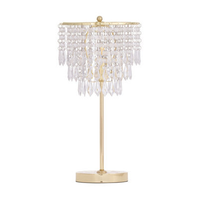 First Choice Lighting Cascada Gold And Acrylic Crystal Jewelled Table Lamp - image 1