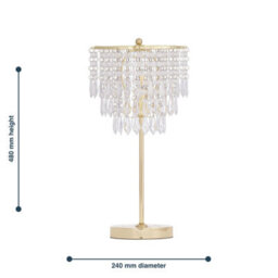 First Choice Lighting Cascada Gold And Acrylic Crystal Jewelled Table Lamp - thumbnail 7