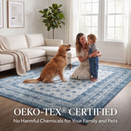 Decoranddecor Rug, Washable Rugs, Bedroom Kitchen Rugs, 80X150Cm, Non-Slip, Pet Friendly, Low Pile, Persian Rug - Nova - thumbnail 7