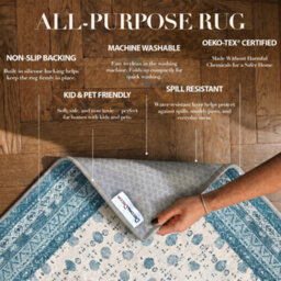 Decoranddecor Rug, Washable Rugs, Bedroom Kitchen Rugs, 80X150Cm, Non-Slip, Pet Friendly, Low Pile, Persian Rug - Nova - thumbnail 3