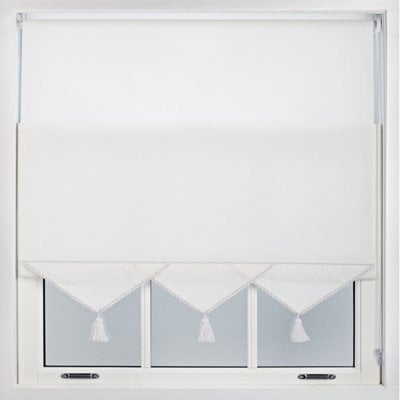 Furnished Luxury Linen Roller Blinds With Triangle Edge And Metal Fittings, Trimmable - White (W)200Cm X (L)165Cm - image 1