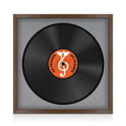 "16X16"" Walnut Classic Vinyl Record Frame With Mid Grey Mount For 12 Inch Lp Disc - Ak Frames"