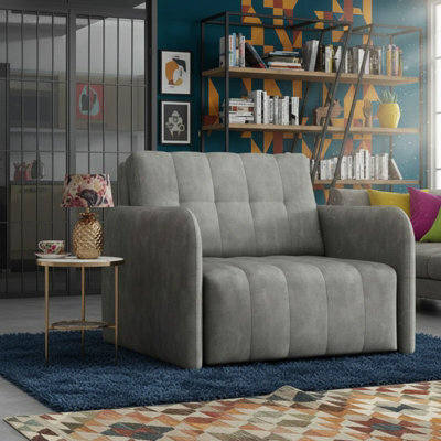 Viva Grand I Upholstered Sofa Bed With Storage Pocket Wavy Spring Wooden Legs Living Room 85X95X98Cm Grey - image 1