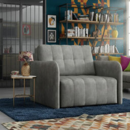 Viva Grand I Upholstered Sofa Bed With Storage Pocket Wavy Spring Wooden Legs Living Room 85X95X98Cm Grey - thumbnail 1