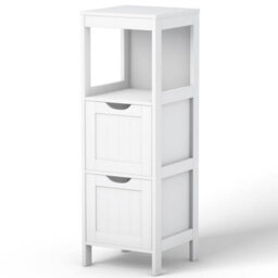 Costway Bathroom Floor Cabinet Multifunctional Side Storage Cabinet-White - thumbnail 8