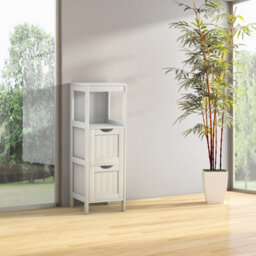 Costway Bathroom Floor Cabinet Multifunctional Side Storage Cabinet-White - thumbnail 4