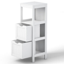 Costway Bathroom Floor Cabinet Multifunctional Side Storage Cabinet-White - thumbnail 9