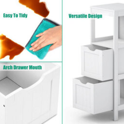 Costway Bathroom Floor Cabinet Multifunctional Side Storage Cabinet-White - thumbnail 7
