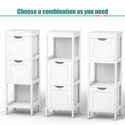 Costway Bathroom Floor Cabinet Multifunctional Side Storage Cabinet-White - thumbnail 5