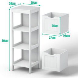 Costway Bathroom Floor Cabinet Multifunctional Side Storage Cabinet-White - thumbnail 2