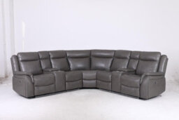 Stratus Interiors Lily Black Electric Recliner Corner Sofa With 2 Consoles & 4 Cup Holders - Air Leather, Family Entertainment Seating - thumbnail 8