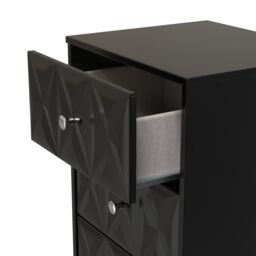 Genoa Ready Assembled Satin Black No Effect 5 Drawer Bedside Chest (H)1120mm (W)450mm (D)395mm - thumbnail 3