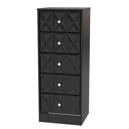 Genoa Ready Assembled Satin Black No Effect 5 Drawer Bedside Chest (H)1120mm (W)450mm (D)395mm - thumbnail 2