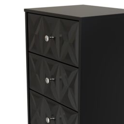 Genoa Ready Assembled Satin Black No Effect 5 Drawer Bedside Chest (H)1120mm (W)450mm (D)395mm - thumbnail 4