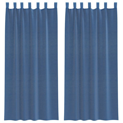 Berkfield Durable Voile Curtains With Loops 2 Pcs Royal Blue 140X245 Cm