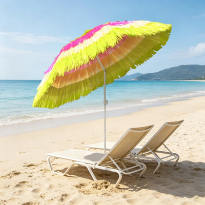 VRUC Hawaiian Parasol Outdoor Beach Patio Umbrella Uv Protection 1.6M Multi-Colour - image 1