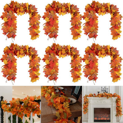 CLEFFNS 6Pcs Simulated Maple Leaf Vine 1.75M Autumn Christmas Wall Decoration Artificial Green Plants Silk Flowers For Thanksgiving Decor - image 1