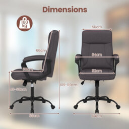 Gainoom Upholstered Brown Executive Chair Ergonomic Computer Desk Chair - thumbnail 2