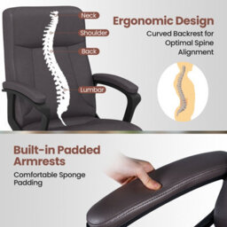 Gainoom Upholstered Brown Executive Chair Ergonomic Computer Desk Chair - thumbnail 8