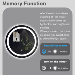 Sline 600mm Round Bathroom Led Mirror Dimmable White Colour Anti-Fog Touch Control Memory Function Type B - thumbnail 6