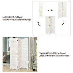 Living And Home White Wooden Folding 3 Panel Wall Privacy Screen Protector Room Divider Indoor H 170Cm X L 120Cm - thumbnail 5
