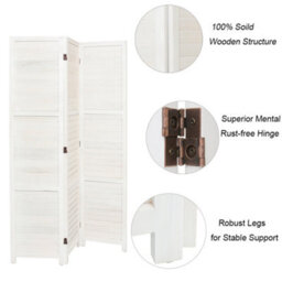 Living And Home White Wooden Folding 3 Panel Wall Privacy Screen Protector Room Divider Indoor H 170Cm X L 120Cm - thumbnail 6