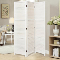Living And Home White Wooden Folding 3 Panel Wall Privacy Screen Protector Room Divider Indoor H 170Cm X L 120Cm - thumbnail 1