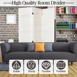 Living And Home White Wooden Folding 3 Panel Wall Privacy Screen Protector Room Divider Indoor H 170Cm X L 120Cm - thumbnail 3