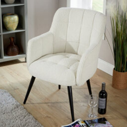 Home Source Teddy Fur Occasional Accent Armchair Cream - thumbnail 2