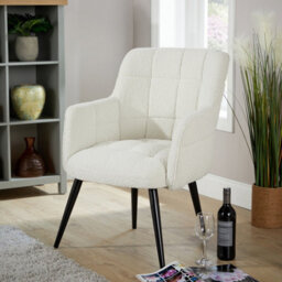 Home Source Teddy Fur Occasional Accent Armchair Cream