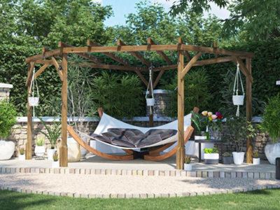 Dunster House Wooden Corner Pergola Kit 3M X 3M Utopia Diamond (W10' X D10') - image 1