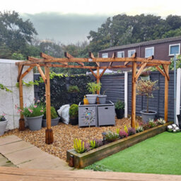 Dunster House Wooden Corner Pergola Kit 3M X 3M Utopia Diamond (W10' X D10') - thumbnail 6