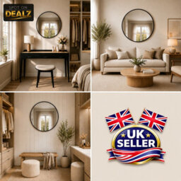 Spot On Dealz Round Black Framed Wall Mirror Modern Decorative Circle Mirror 50Cm - thumbnail 3