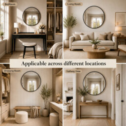 Spot On Dealz Round Black Framed Wall Mirror Modern Decorative Circle Mirror 50Cm - thumbnail 4