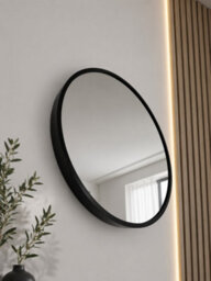 Spot On Dealz Round Black Framed Wall Mirror Modern Decorative Circle Mirror 50Cm - thumbnail 1