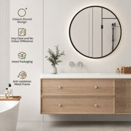 Spot On Dealz Round Black Framed Wall Mirror Modern Decorative Circle Mirror 50Cm - thumbnail 6