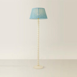Valuelights Bobbin Leaf Printed Pleated Shade Cream Bobble Floor Lamp - thumbnail 3