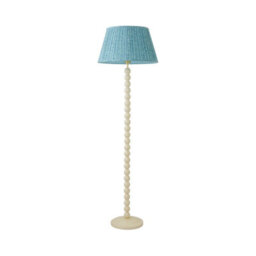 Valuelights Bobbin Leaf Printed Pleated Shade Cream Bobble Floor Lamp - thumbnail 6