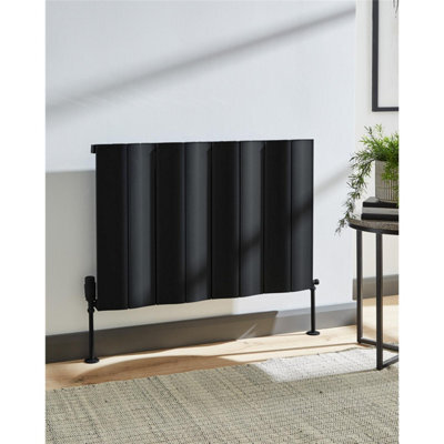 Clifton 575mm (H) X 1452mm (W) - Black Single Panel Horizontal Aluminium Radiator (Barriere) - (0.57M X 1.45M) - Depth 55mm - image 1
