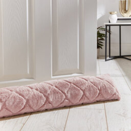 Catherine Lansfield Cosy Diamond Faux Fur Door Draught Excluder Blush Pink - thumbnail 1