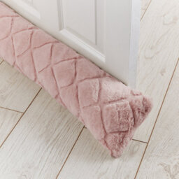 Catherine Lansfield Cosy Diamond Faux Fur Door Draught Excluder Blush Pink - thumbnail 2