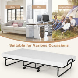 Gainoom Folding Bed W/ 10 Cm Mattress Rollaway Guest Bed W/  Sturdy Metal Frame - thumbnail 8