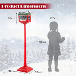 Costway 150 Cm Christmas Lamp Post Sound-Activated Street Light Snow Gglobe - thumbnail 2